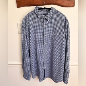 Chaps Blue, Black and White Plaid  Button-Down Shirt
